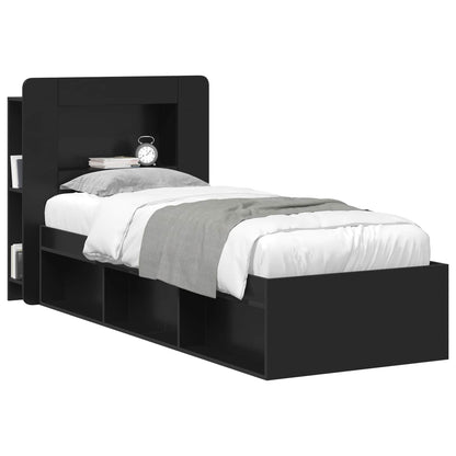 Headboard Cabinet with Storage Black Engineered Wood