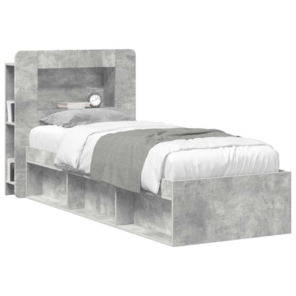 Headboard Cabinet with Storage Concrete Grey Engineered Wood