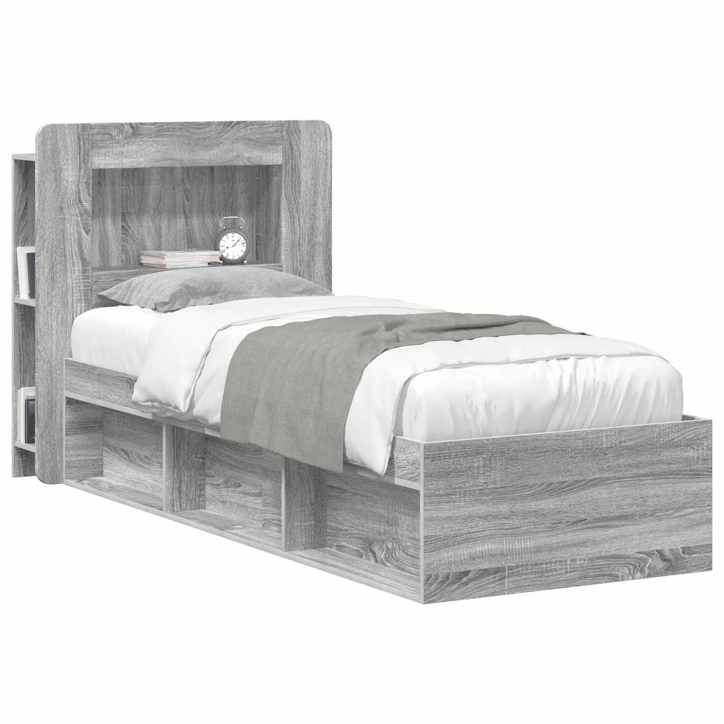 Headboard Cabinet with Storage Grey Sonoma Engineered Wood