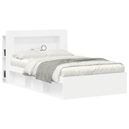 Headboard Cabinet with Storage White Engineered Wood
