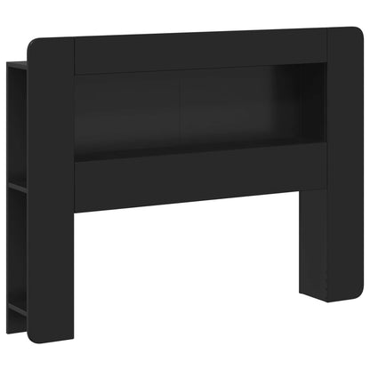 Headboard Cabinet with Storage Black Engineered Wood