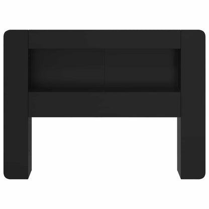 Headboard Cabinet with Storage Black Engineered Wood