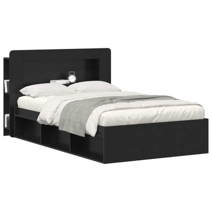 Headboard Cabinet with Storage Black Engineered Wood