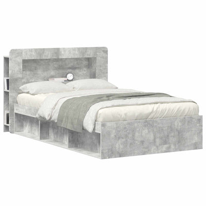 Headboard Cabinet with Storage Concrete Grey Engineered Wood