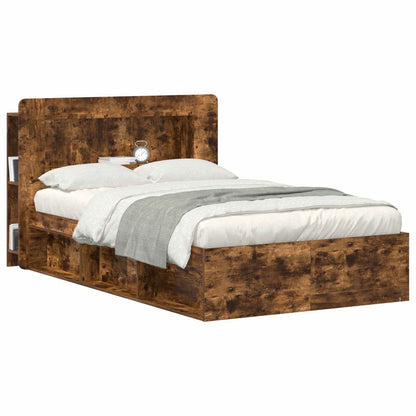 Headboard Cabinet with Storage Smoked Oak Engineered Wood