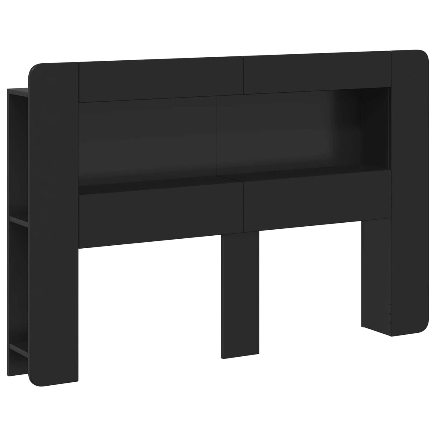 Headboard Cabinet with Storage Black Engineered Wood
