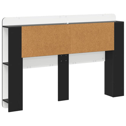 Headboard Cabinet with Storage Black Engineered Wood
