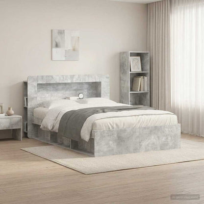 Headboard Cabinet with Storage Concrete Grey Engineered Wood