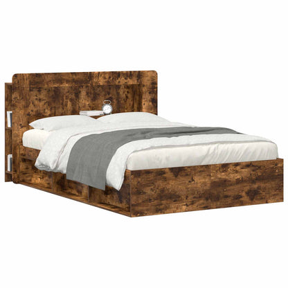 Headboard Cabinet with Storage Smoked Oak Engineered Wood