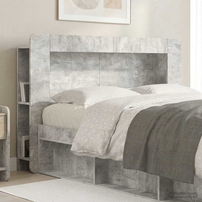 Headboard Cabinet with Storage Concrete Grey Engineered Wood