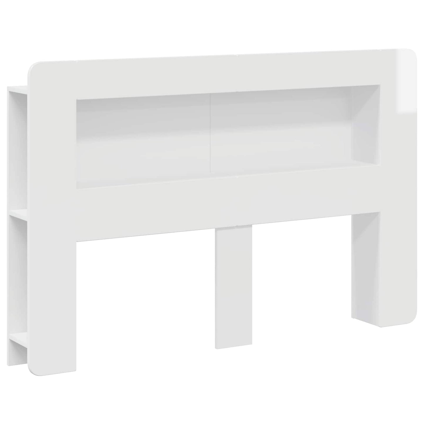 Headboard Cabinet with Storage High Gloss White Engineered Wood