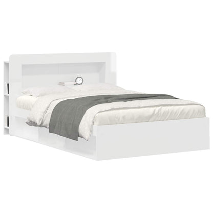 Headboard Cabinet with Storage High Gloss White Engineered Wood
