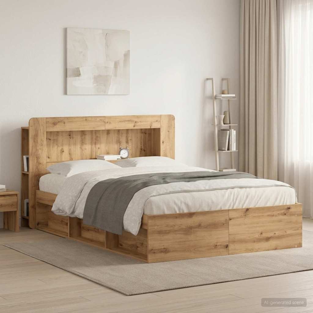 Headboard Cabinet with Storage Artisan Oak Engineered Wood