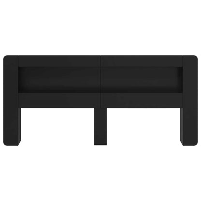 Headboard Cabinet with Storage Black Engineered Wood