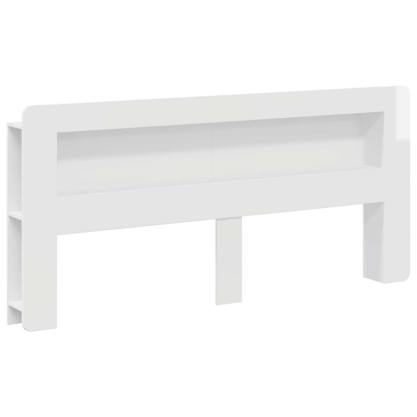 Headboard Cabinet with Storage High Gloss White Engineered Wood
