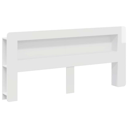 Headboard Cabinet with Storage High Gloss White Engineered Wood