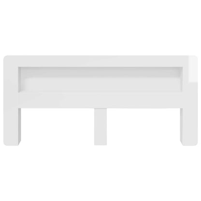 Headboard Cabinet with Storage High Gloss White Engineered Wood
