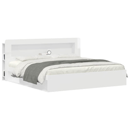 Headboard Cabinet with Storage High Gloss White Engineered Wood