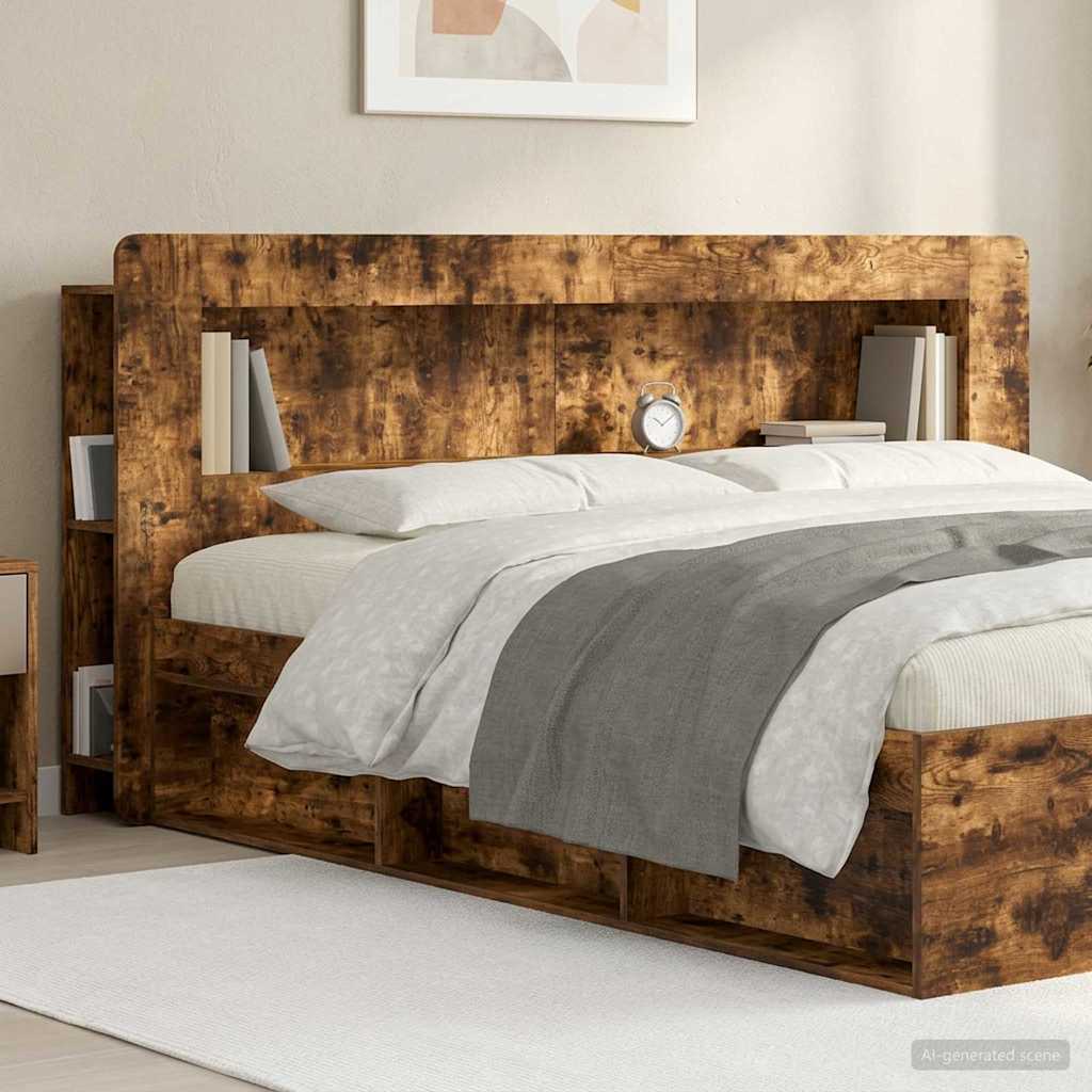 Headboard Cabinet with Storage Smoked Oak Engineered Wood