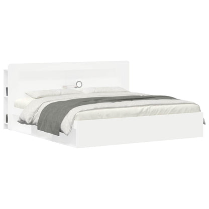 Headboard Cabinet with Storage White Engineered Wood