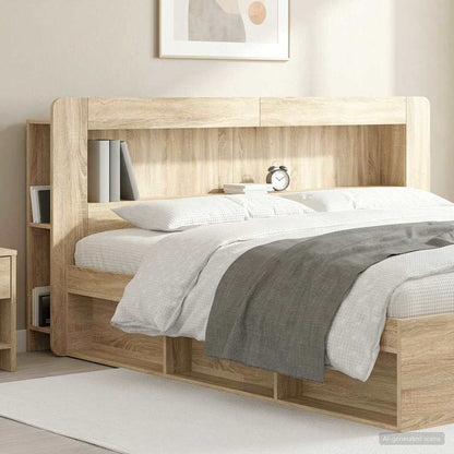 Headboard Cabinet with Storage Sonoma Oak Engineered Wood