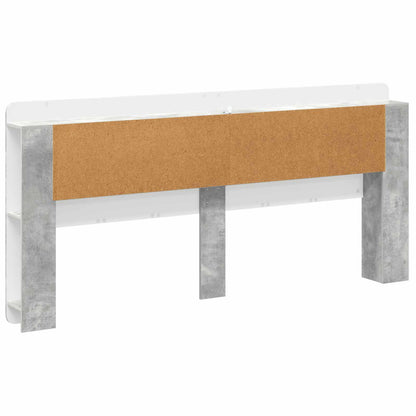 Headboard Cabinet with Storage Concrete Grey Engineered Wood