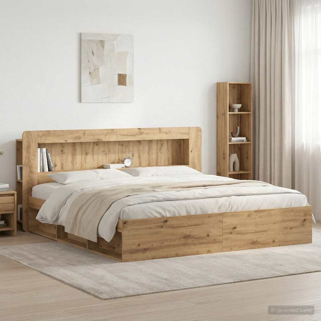 Headboard Cabinet with Storage Artisan Oak Engineered Wood