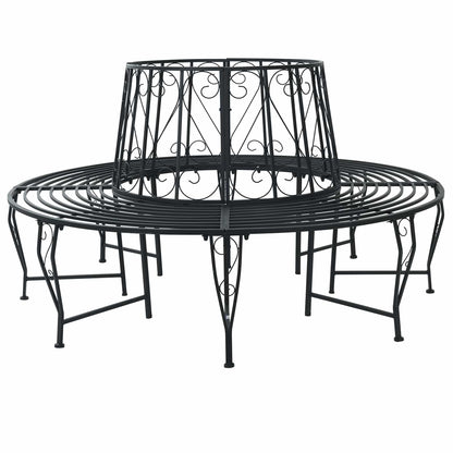 Tree Bench Ø 160 x 89 cm Steel Black Round