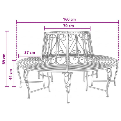 Tree Bench Ø 160 x 89 cm Steel Black Round