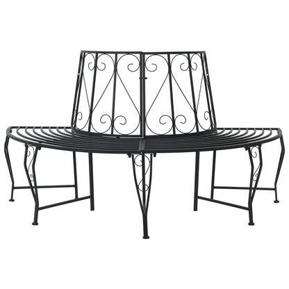 Tree Bench 4-Seater 160 x 80 x 89 cm Steel Black Half-round