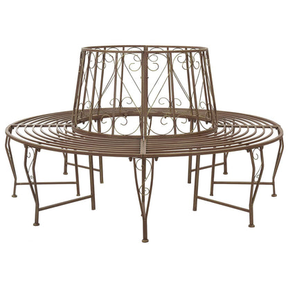 Tree Bench 8-Seater Ø 160 x 89 cm Steel Antique Brown Round