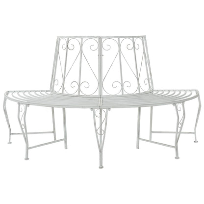 Tree Bench 4-Seater 160 x 80 x 89 cm Steel Antique White