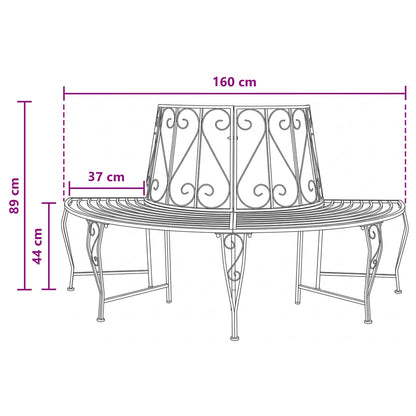Tree Bench 4-Seater 160 x 80 x 89 cm Steel Antique White