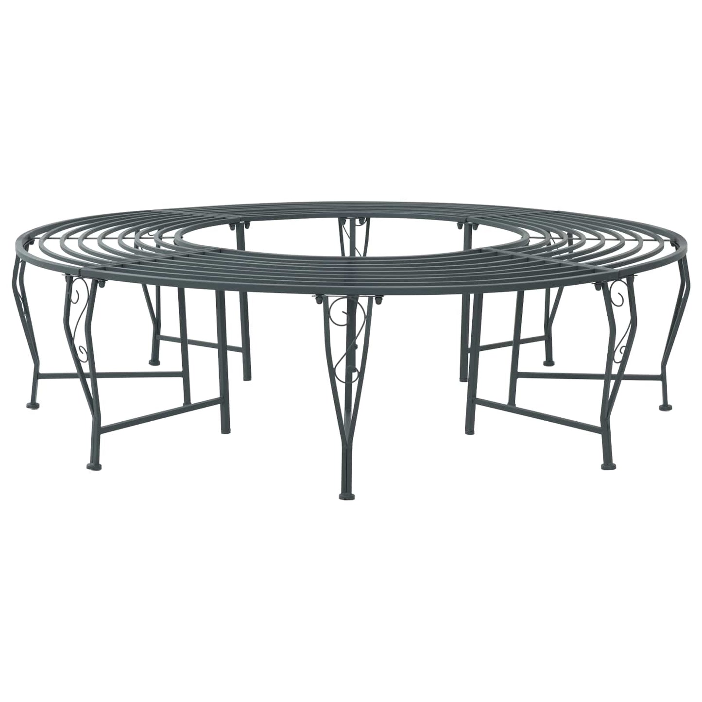 Tree Bench 8-Seater Ø 160 x 44 cm Steel Silver Grey Round