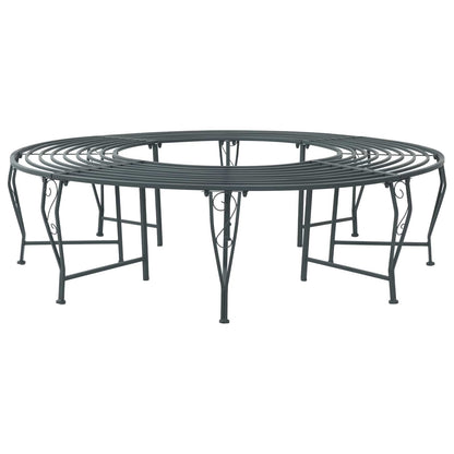 Tree Bench 8-Seater Ø 160 x 44 cm Steel Silver Grey Round