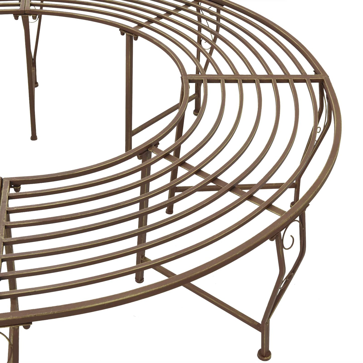 Tree Bench 8-Seater Ø 160 x 44 cm Steel Antique Brown Round
