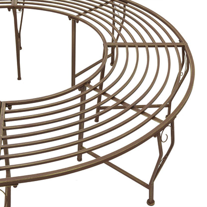 Tree Bench 8-Seater Ø 160 x 44 cm Steel Antique Brown Round