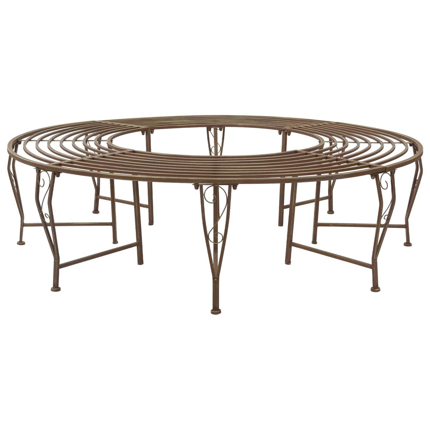 Tree Bench 8-Seater Ø 160 x 44 cm Steel Antique Brown Round