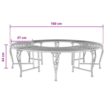 Tree Bench 8-Seater Ø 160 x 44 cm Steel Antique Brown Round