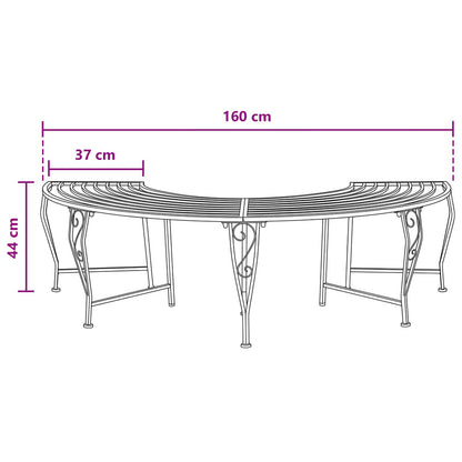 Tree Bench 4-Seater 160 x 80 x 44 cm Steel Antique Brown