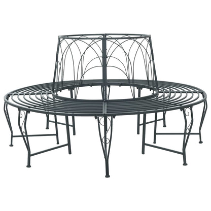 Tree Bench 8-Seater Ø 160 x 89 cm Steel Silver Grey Round