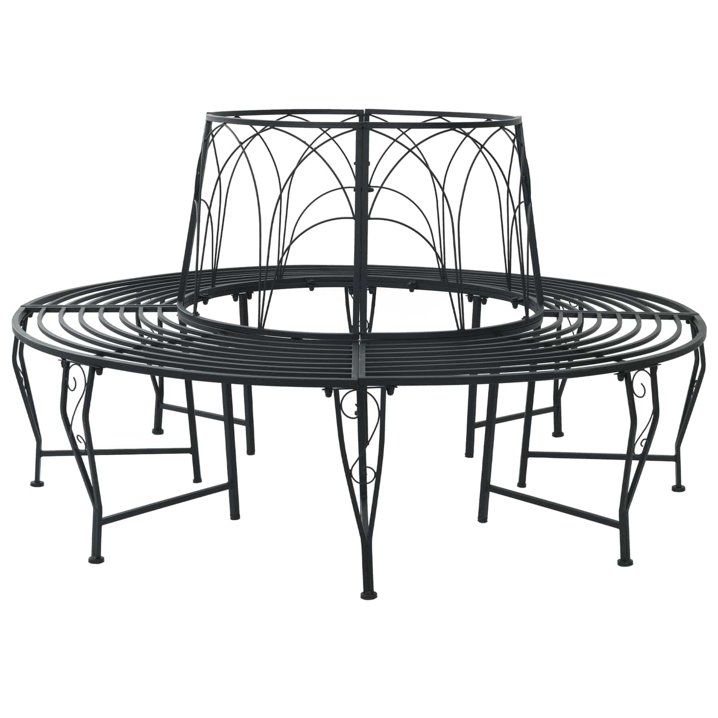 Tree Bench 8-Seater Ø 160 x 89 cm Steel Black Round