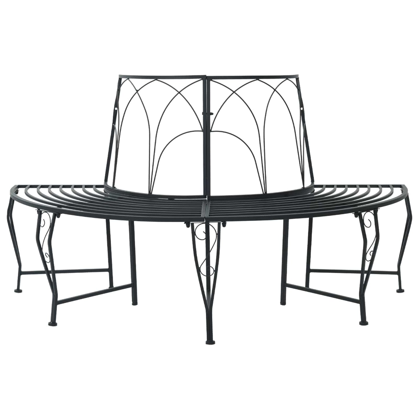Tree Bench 4-Seater 160 x 80 x 89 cm Steel Black Half-round