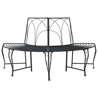 Tree Bench 4-Seater 160 x 80 x 89 cm Steel Black Half-round