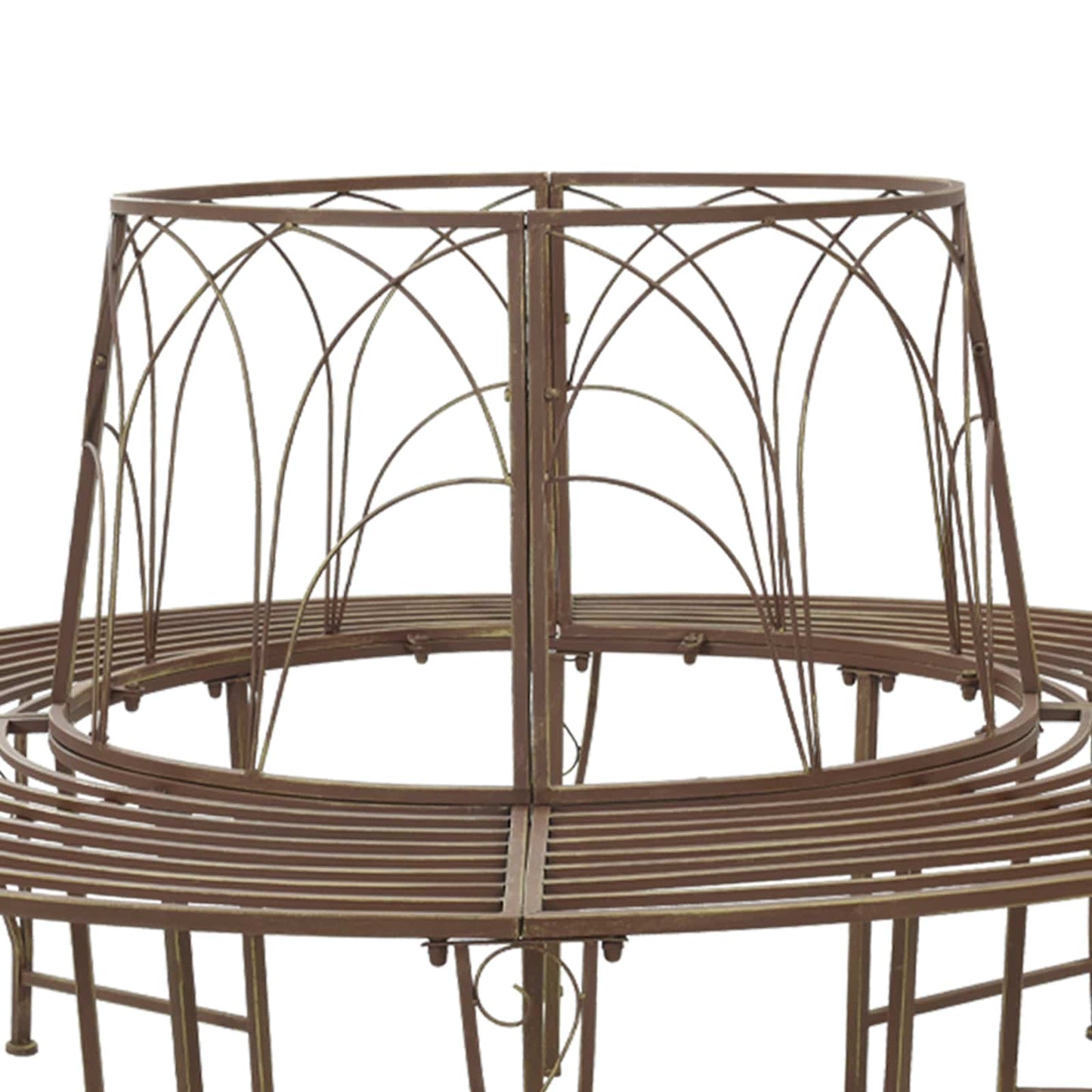 Tree Bench 8-Seater Ø 160 x 89 cm Steel Antique Brown Round