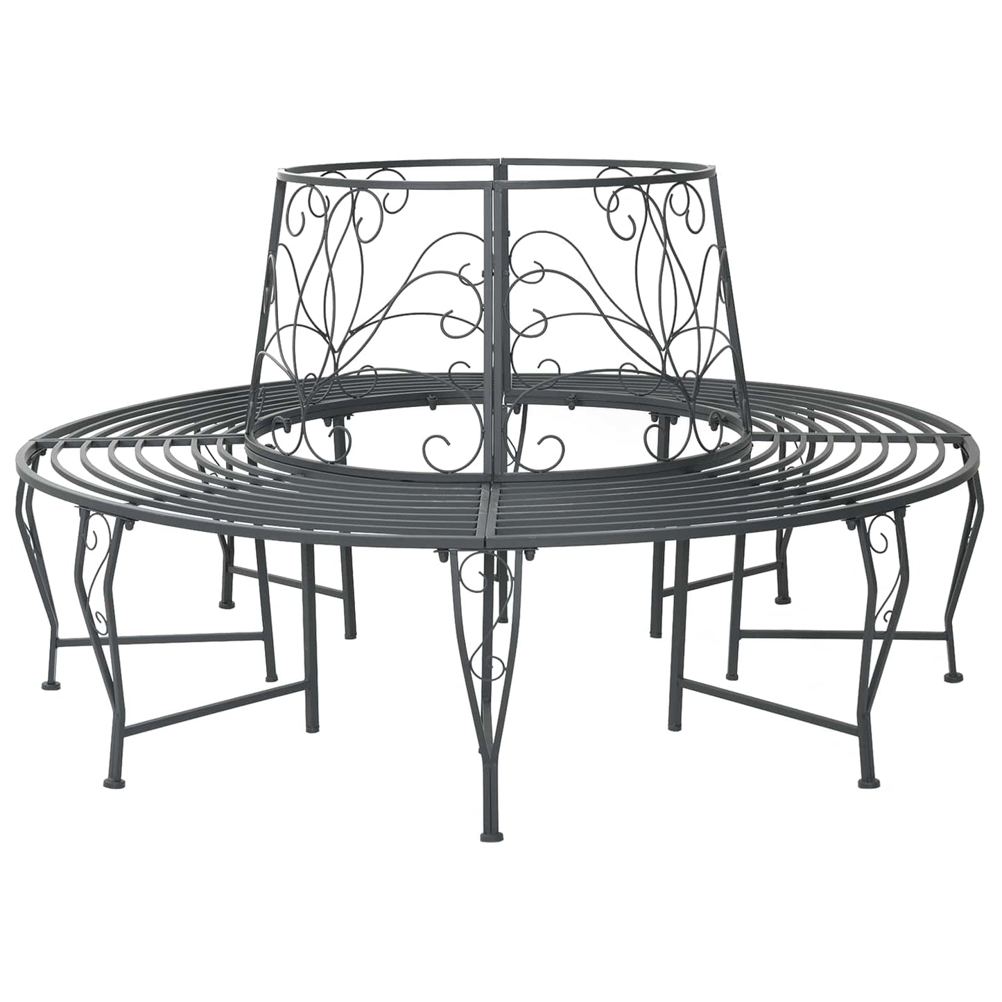 Tree Bench 8-Seater Ø 160 x 89 cm Steel Silver Grey Round