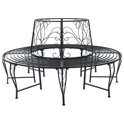 Tree Bench 8-Seater Ø 160 x 89 cm Steel Black Round