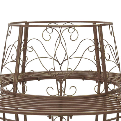 Tree Bench 8-Seater Ø 160 x 89 cm Steel Antique Brown Round