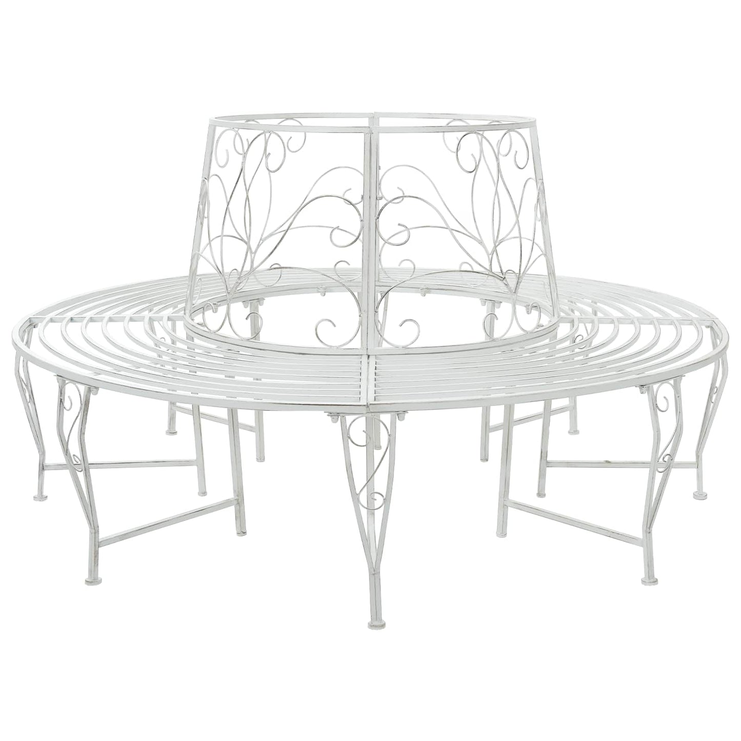 Tree Bench 8-Seater Ø 160 x 89 cm Steel Antique White Round