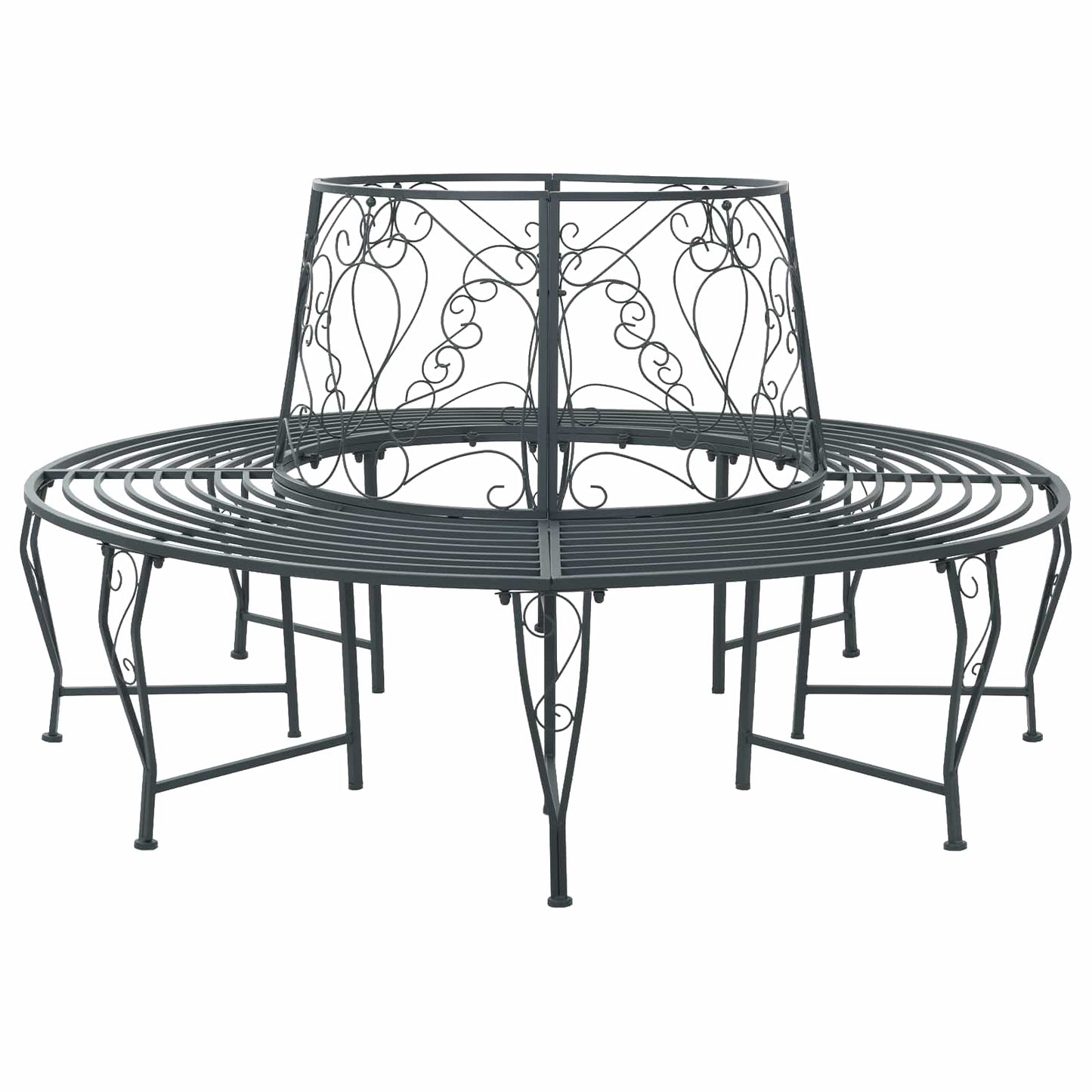 Tree Bench 8-Seater Ø 160 x 89 cm Steel Silver Grey Round
